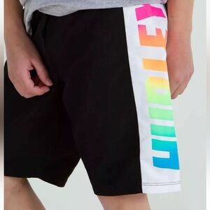 •HURLEY•BOYS' FASTLANE COLORBLOCK LOGO SWIM BROAD SHORTS YOUTH SIZE 12 EUC